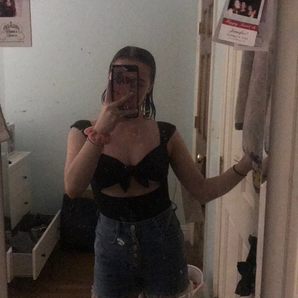 Urban Outfitters dark charcoal cutout bodysuit